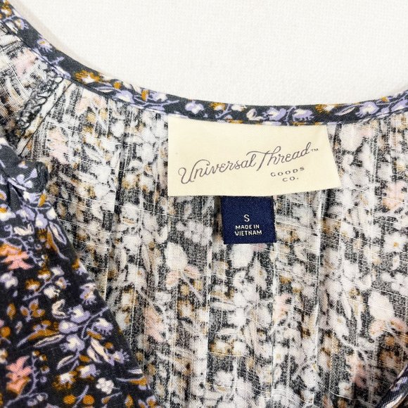 Universal Thread Navy Blue Floral Ruffle Cottagecore Long Sleeve Dress - SMALL - Picture 6 of 8